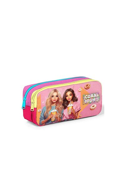 Coral High Τσάντα μολυβιού δύο θέσεων με μοτίβο Pink Neon Coral Fashion Girl 22144
