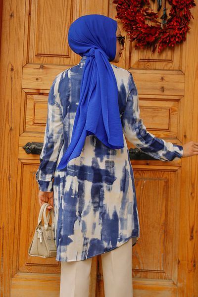 Neva Style Tunica Hijab cu model bleumarin 11690L