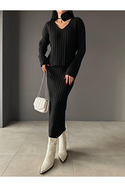 NZL TEKSTİL DGN'S „TEACHER COLLECTION” COMPLEU 2 PIESE PULOVER-FUSTĂ CU GOLĂ