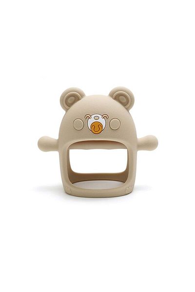 Malvys Teddy bear pacifier, food-grade silicone, BPA-free, 0-12 months, Beige
