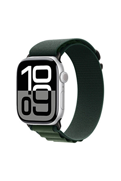 System Com ساعة 10 مقاس 42 ملم متوافقة مع SYS KRD-74 حبل شبكي - أسود - أخضر