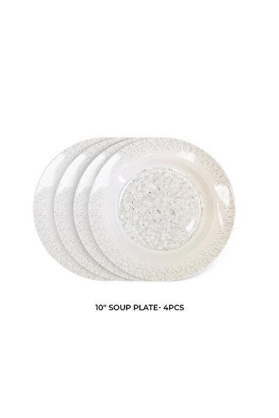 Bisbell 4Pcs 10" Melamine Ware Lilly White Deep Plate - Soup, Pasta, Dessert Plate,BB1641N