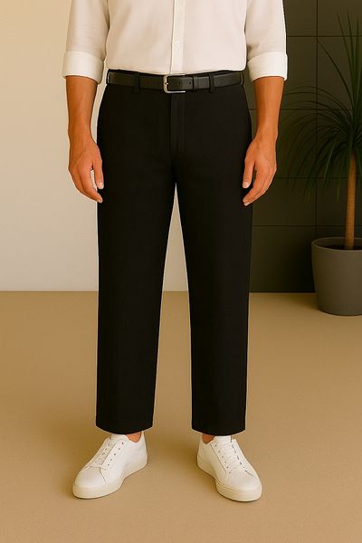 Firststops Men's Black Linen Trousers – Breathable, Relaxed Fit Casual Wear -Wide Size Range-