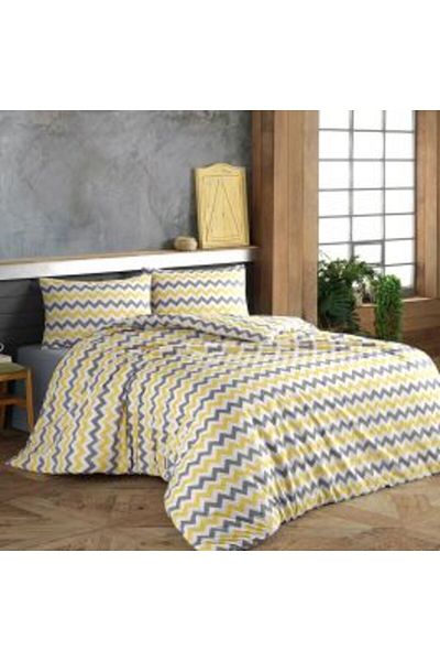 Homelux Set duvet cover 200x220 cm + 2 pillowcases 50x70 cm, Home, 100% cotton, white/yellow/gray