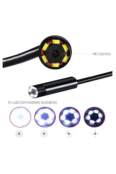 FOXMAG24 Endoscope camera for phone, 6 x LED, USB, 5 m, black