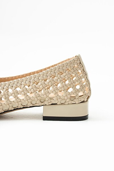 FOLLİNİ Kadın Hakiki Deri Hasır Babet Bej