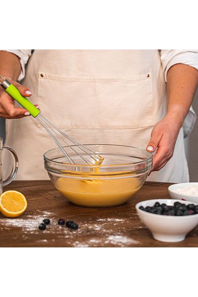 Uulki flat kitchen whisk, stainless steel/plastic, green/silver, 27 cm