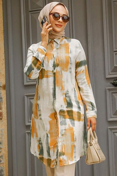 Neva Style Tunica Hijab Camel cu model 11690C