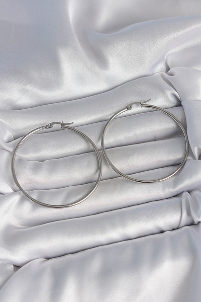 Skygo 316 Steel Silver Color 53 mm Hoop Model Women Earrings - Tj-Bkp10517