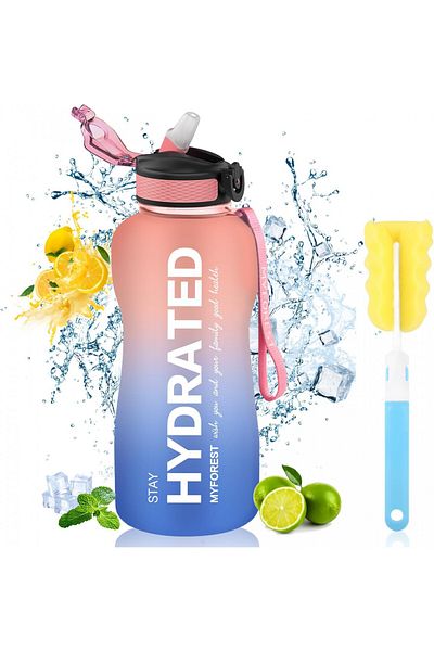 MYFOREST sticlă de apă, silicon, roz/albastru, 2,2 l