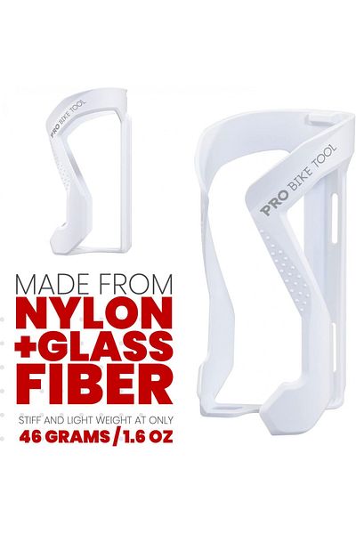 Pro Bike Tool Bicycle Bottle Holder, Plastic, White, 7.6 X 15.2 Cm