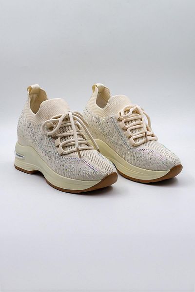 KRISTE BELL Stone Detailed Knitwear Imported Women's Sneakers Sports Shoes Kb0009 Beige