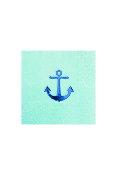 Story منديل ورقي أزرق مقاس 24 × 24 سم بنمط بحري من طبقة واحدة مكون من 50 قطعة...