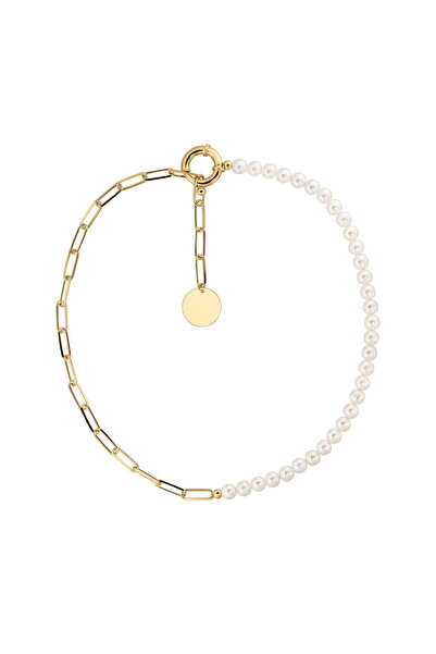 ohmygod jewelry 925 Ασημένιο κολιέ με επιχρυσωμένο ασήμι και μαργαριτάρια - L...