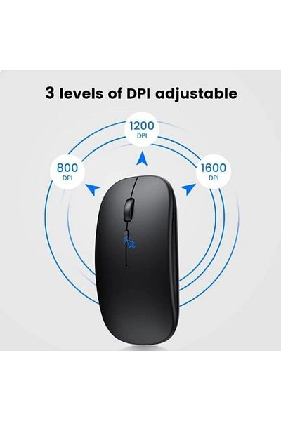 Glassology Dual-Mode Wireless Mouse Bluetooth 5.0 & USB 2.4G, Silent Noiseless Slim Design for Lapto