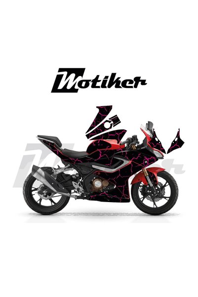Motiker RKS SRK125R Kaplama Motosiklet Sticker Etiket Modeli Şimşek Desen Pembe
