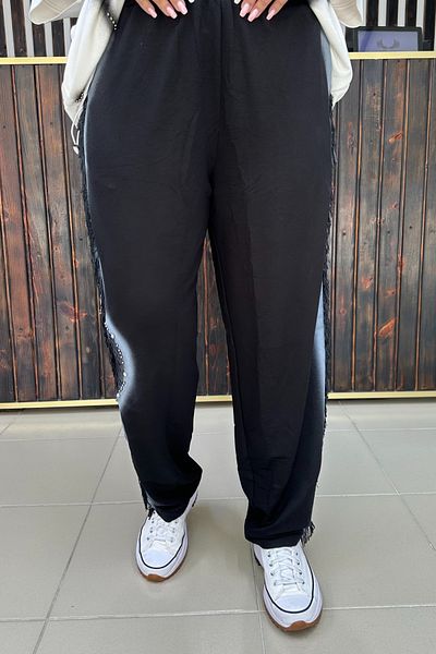 GÖKSEL Tassel Mesh Design Trousers Super Battal Plus Size
