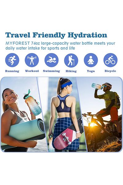 MYFOREST Water Bottle, Silicone, Orange/green, 2.2 L