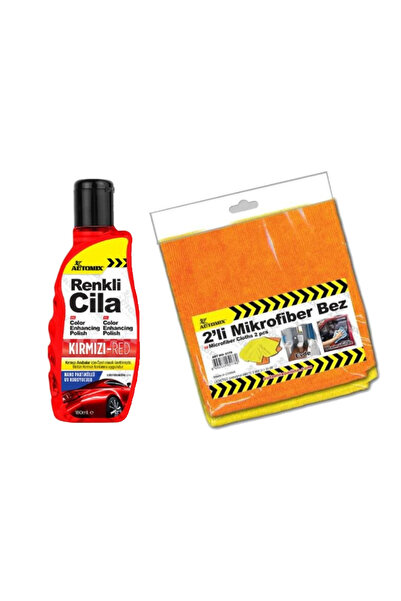 Automix Süper Renkli Kırmızı Cila + 2’li Mikrofiber Bez | Derin Parlaklık ve ...