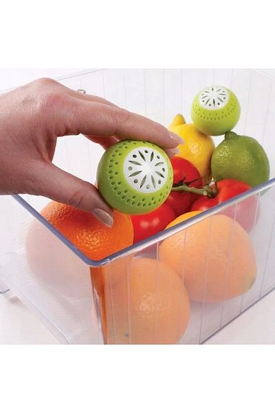 OEM Set of 3 odor absorbing balls for the refrigerator, plastic, diameter 5 cm, green