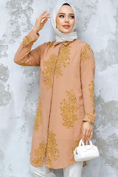 Neva Style تونيك حجاب بنقشة الجمل - 11720C