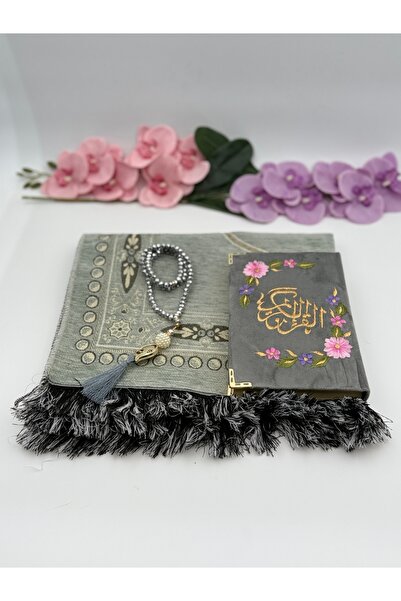 Uğurlu Hac Set de mătănii de cristal din șenilă brodate de lux cu Coran