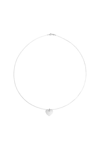ohmygod jewelry Colier cu inimă delicată - Fir transparent cu pandantiv din argint