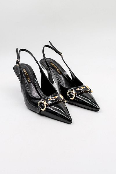 KRISTE BELL Women's Stone Detailed Classic Heeled Shoes Kb20812081 Black Patent Leather