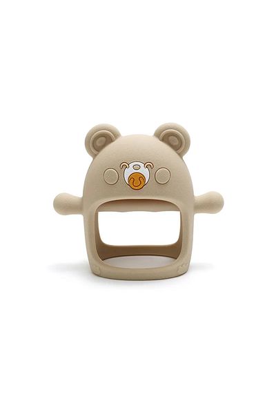 Malvys Teddy bear pacifier, food-grade silicone, BPA-free, 0-12 months, Beige