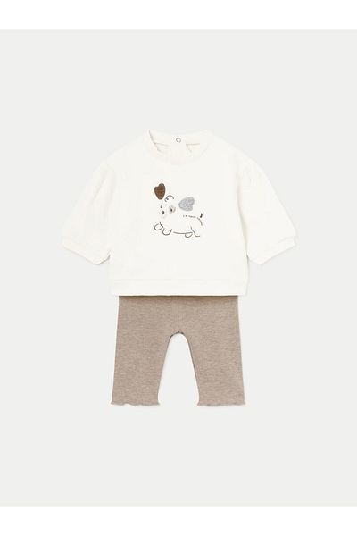 MAYORAL Girl's Set of blouse and leggings 2786 Beige