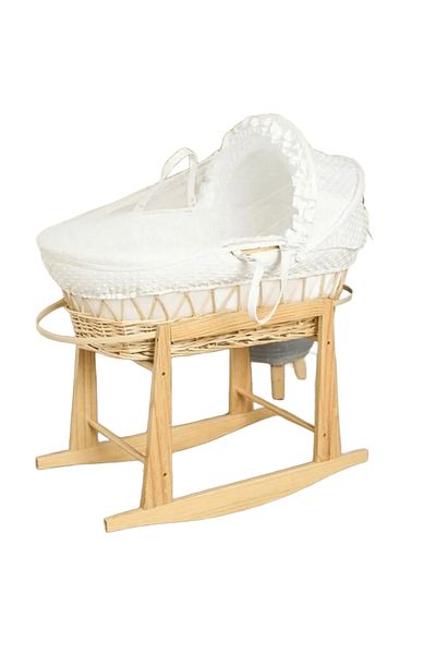 Mini Baby Baby Moses Basket with Stand and White Mat