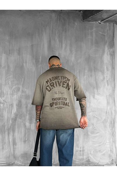 ablukaonline Ανδρικό πλενόμενο μπλουζάκι Oversize καφέ