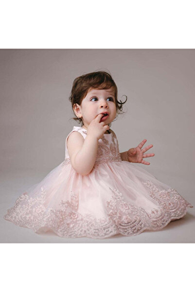 Pamina Elegant Dress for Girls, Pamina, Pink, with Embroidery, 383R - 74 cm, Pink