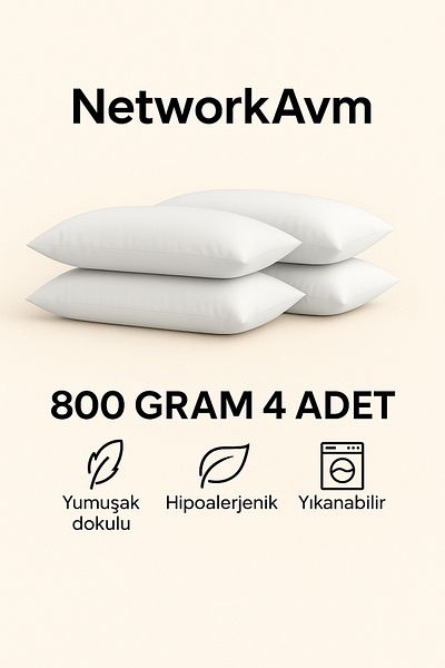 NetworkAvm 4 Pieces 800 Gram White Classic Cushion