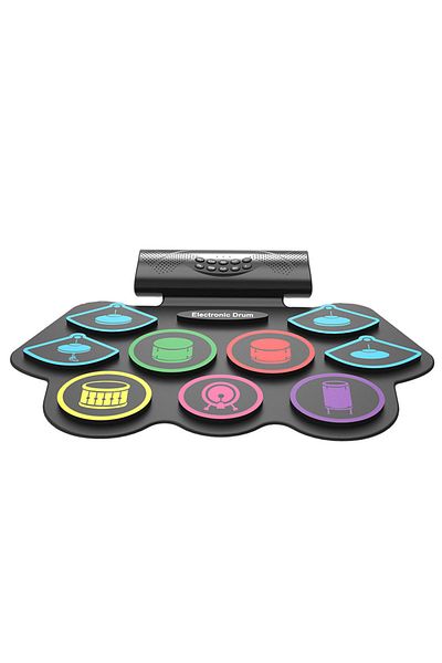 MaGeCa Electronic Drum Set With Foot Pedals, Compact And Portable Design, 9 Drum Pads