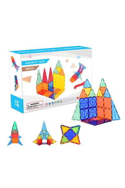 MaGeCa Intelligent Construction Set With Magnetic Blocks, 48 ​​Pieces, Magnetic Tiles 3d, 3 Years
