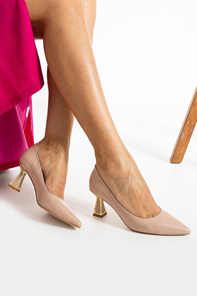 FOLLİNİ Stiletto din piele naturală de culoare crem pentru femei