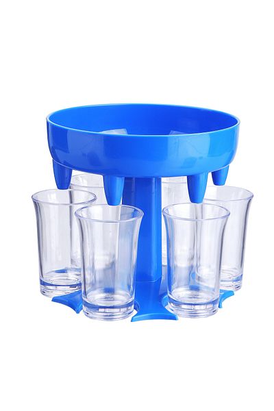 zola Dozator de alcool cu ​​pahare, Zola®, plastic, 13x11 cm, albastru