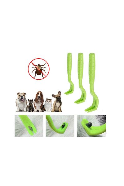 OEM Set of 3 tick removal tools, plastic, green