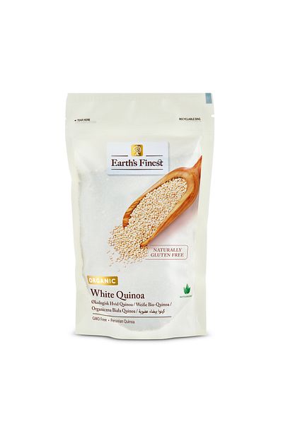 Earth s Finest Earth's Finest Organic White Quinoa - 340g | 100% Raw & High in Fiber | Gluten-Free, Wholegrain, Veg