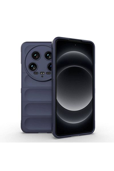 System Com حافظة Mi 14 Ultra غطاء سيليكون عرقي من SYS مع تصميم سطح خلفي مرن من مادة TPU - أزرق داكن