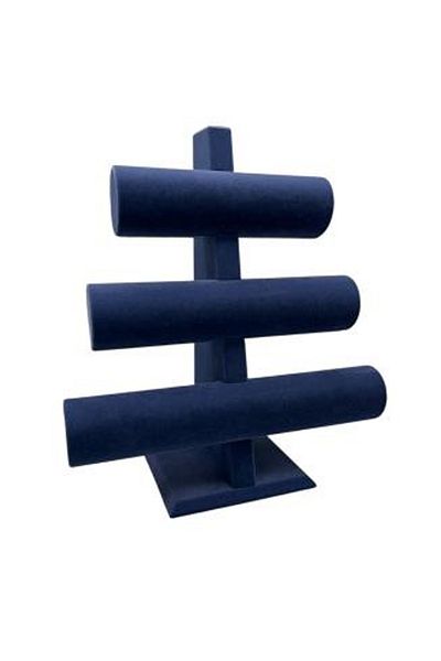 MeGass Dekor Suede Fabric Navy Blue Color Triple Stage 30/26 cm Bracelet Watch Display Stand