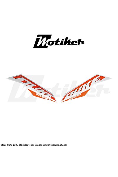 Motiker KTM Duke 250 2025 Beyaz Orjinal Sticker Etiket Tasarım Modeli Sağ Sol...