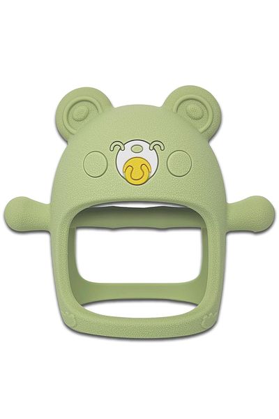 Malvys Teddy bear pacifier, food-grade silicone, BPA-free, 0-12 months, Green