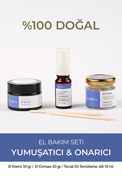 Radika Aromaterapi El Bakım Seti / El Kremi / Tırnak Eti Temizleyici / El Ovm...