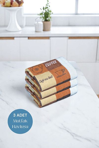 sevilya 3 Pack Printed White Kitchen Towel Model