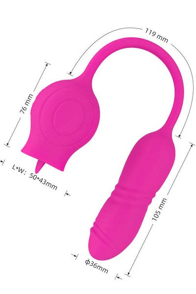 WildFashion Double vibrator with "licking" function for clitoral stimulation, Red TOY327-3