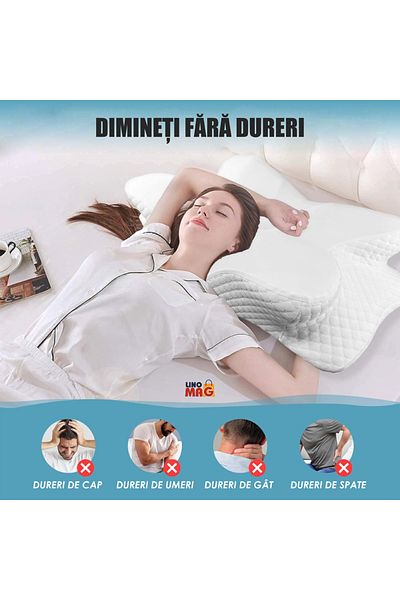 Linomag Set of 2 Linomag® orthopedic pillows, memory foam, washable cover, 62x35x13cm, white