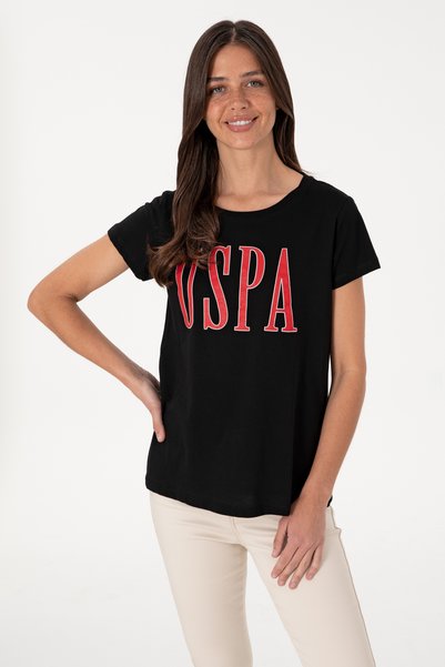 U.S. Polo Assn. Kadın Siyah Bisiklet Yaka Tişört 50305842-VR046