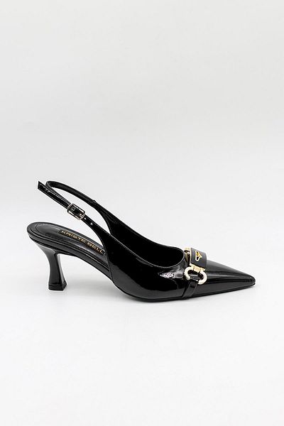 KRISTE BELL Women's Stone Detailed Classic Heeled Shoes Kb20812081 Black Patent Leather
